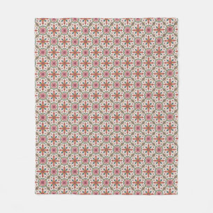 Couverture Polaire Motif floral boho en rouge, rose et sarcelle