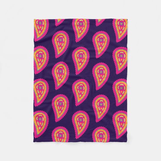 Couverture Polaire Motif Floral Boho Rose (Devant)