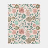 Couverture Polaire Motif floral boho vert rose brun (Devant)