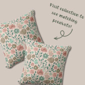 Couverture Polaire Motif floral boho vert rose brun