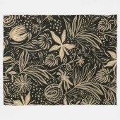 Couverture Polaire Motif floral brillant en or sur noir (Devant (Horizontal))