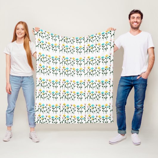 Couverture Polaire Motif floral chic monogramme (En situation)
