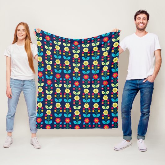 Couverture Polaire Motif floral coloré (En situation)