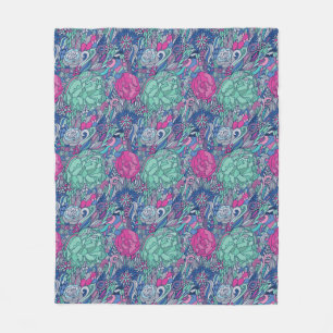Couverture Polaire Motif floral coloré de griffonnage