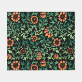 Couverture Polaire Motif floral complexe avec feuilles vertes (Devant (Horizontal))