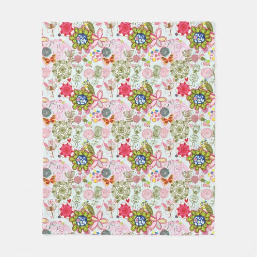 Couverture Polaire Motif floral dans le rétro style 2 (Devant)