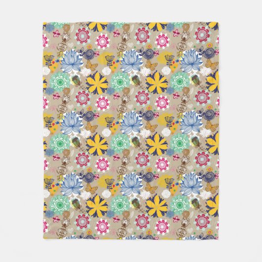 Couverture Polaire Motif floral dans le rétro style 3 (Devant)