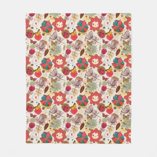 Couverture Polaire Motif floral dans le rétro style 4 (Devant)