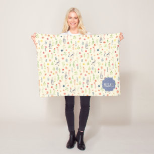 Couverture Polaire Motif floral d'aquarelle du lapin   de Peter