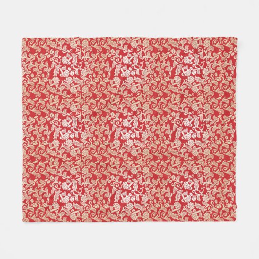 Couverture Polaire Motif floral d'arrière - plan de damassé (Devant (Horizontal))