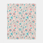 Couverture Polaire Motif floral d'art populaire turquoise et de (Devant)