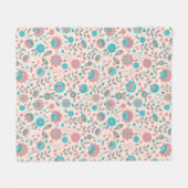 Couverture Polaire Motif floral d'art populaire turquoise et de (Devant (Horizontal))