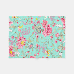 Couverture Polaire Motif floral de chinoiserie japonaise vintage sur