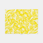 Couverture Polaire Motif floral de damassé jaune citron (Devant (Horizontal))