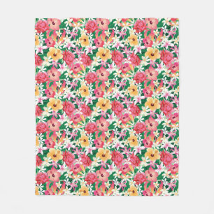 Couverture Polaire Motif floral de ketmie tropicale