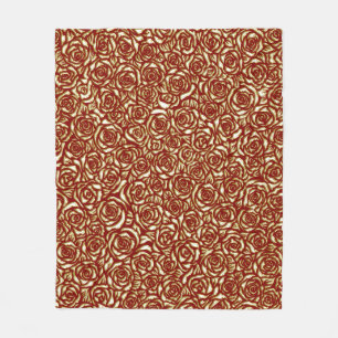 Couverture Polaire Motif floral de luxe rose et bordeaux