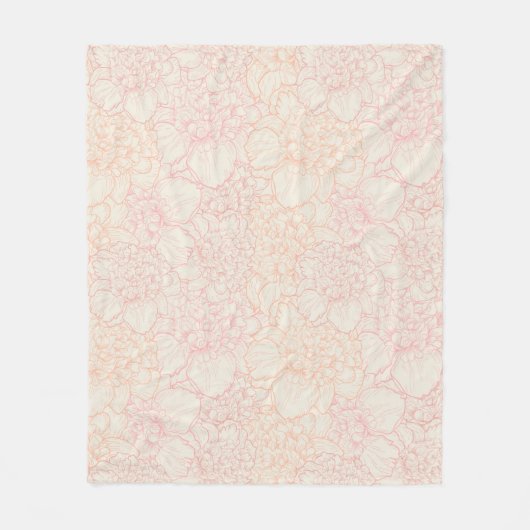 Couverture Polaire Motif floral de pivoine rose (Devant)