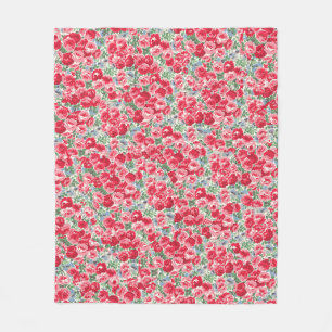 Couverture Polaire Motif floral de rose rouge vintage