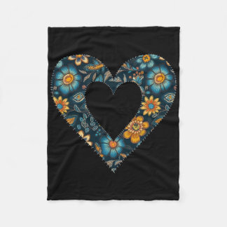 Couverture Polaire Motif floral de style ukrainien rétro Cœur d'Ukrai