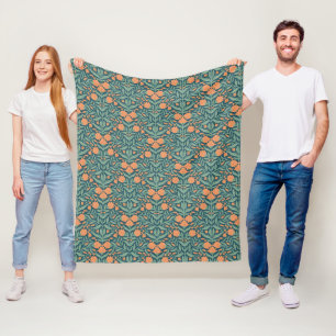 Couverture Polaire Motif floral de tulipe orange style Art nouveau