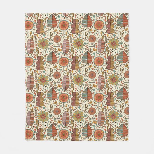 Couverture Polaire Motif floral d'été fait de feuille (Devant)