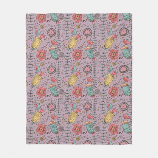 Couverture Polaire Motif floral élégant avec des fleurs (Devant)