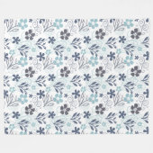 Couverture Polaire Motif floral en bleu et turquoise (Devant (Horizontal))