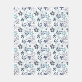 Couverture Polaire Motif floral en bleu et turquoise (Devant)