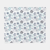 Couverture Polaire Motif floral en bleu et turquoise (Devant (Horizontal))