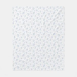 Couverture Polaire Motif floral fantaisiste Cottage côtier Bleu Blanc