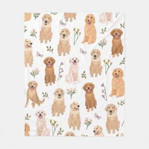 Couverture Polaire Motif floral Golden Retriever Chien mignon & Sau