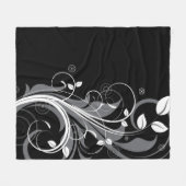 Couverture Polaire Motif floral gris sur le noir (Devant (Horizontal))