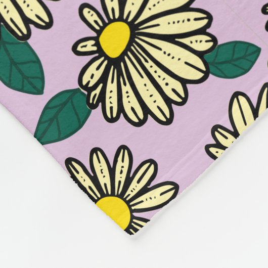 Couverture Polaire Motif floral jaune (Coin)