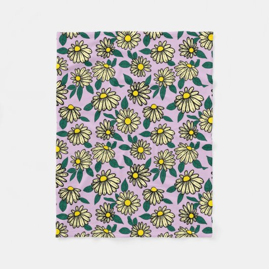 Couverture Polaire Motif floral jaune (Devant)