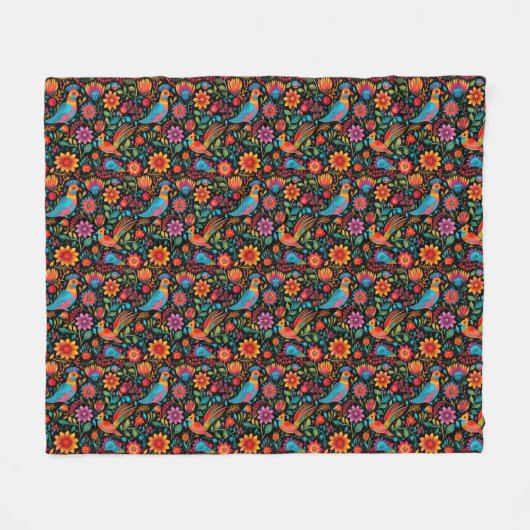 Couverture Polaire Motif floral mexicain coloré (Devant (Horizontal))