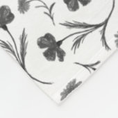 Couverture Polaire Motif floral noir et blanc - Nom et monogramme (Coin)