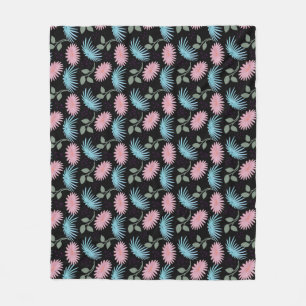 Couverture Polaire Motif floral pastel sur fond noir   Cute D