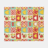 Couverture Polaire Motif floral patchwork rétro à la fraise (Devant (Horizontal))