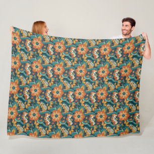 Couverture Polaire Motif floral rétro