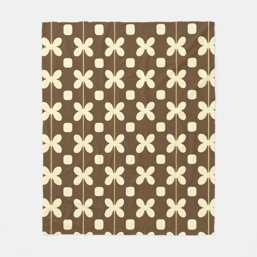 Couverture Polaire Motif floral rétro avec marron et beige (Devant)