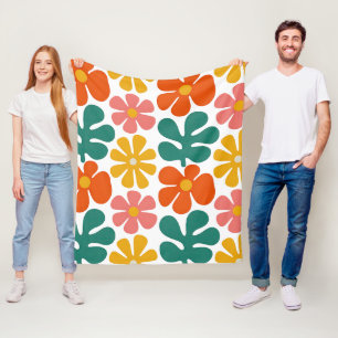 Couverture Polaire Motif floral rétro des années 70