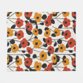 Couverture Polaire Motif floral rétro en gras rouge, orange et noir (Devant (Horizontal))
