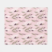 Couverture Polaire Motif floral rétro rouge violet rose (Devant (Horizontal))