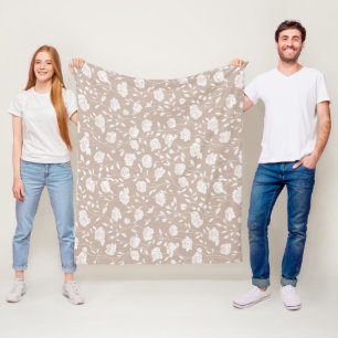 Couverture Polaire Motif floral rose blanc chic neutre
