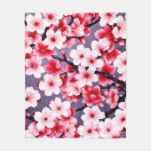 Couverture Polaire motif floral rose cerisier (Devant)