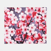Couverture Polaire motif floral rose cerisier (Devant (Horizontal))