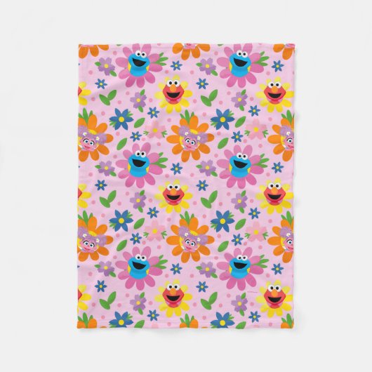 Couverture Polaire Motif floral rose de la rue Sésame (Devant)