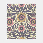 Couverture Polaire Motif Floral rose et bleu sans joint (Devant)