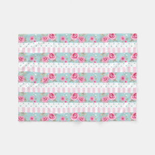 Couverture Polaire Motif floral rose et en bon état vintage