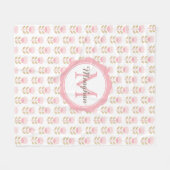 Couverture Polaire Motif floral rose rose monogramme (Devant (Horizontal))